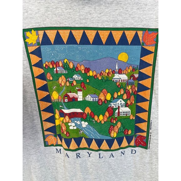 Vintage 1992 Single Stitch Maryland Fall Themed Short Sleeve T-shirt Size XL - Picture 2 of 10